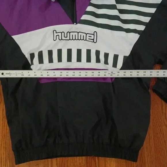 Vintage 90s Mens Windbreaker Hummel Size Large Purple Black Striped - Picture 4 of 7